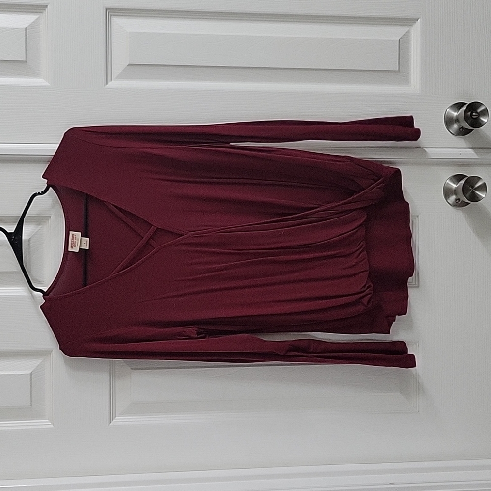 Maroon Cross front long sleeve shirt